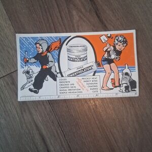 c1930 Mentholatum H H Hyde Ink Blotter‎ Summer Winter Children Dogs Advertising